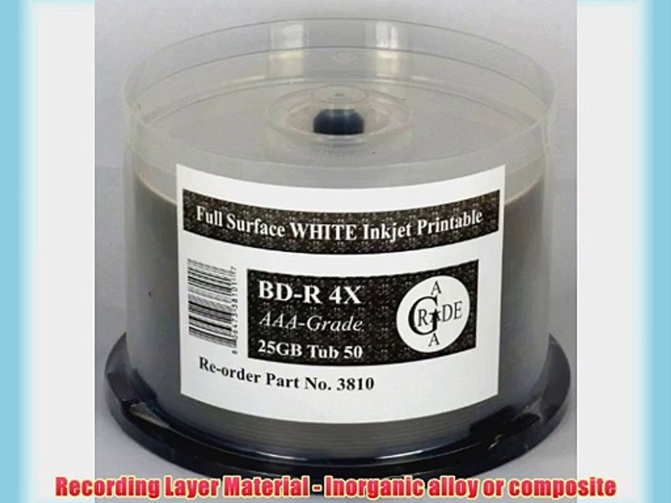 Pidata AAA-CMC Blu-ray Disc - 50 x BD-R - 25GB 4x - white - ink jet printable surface printable