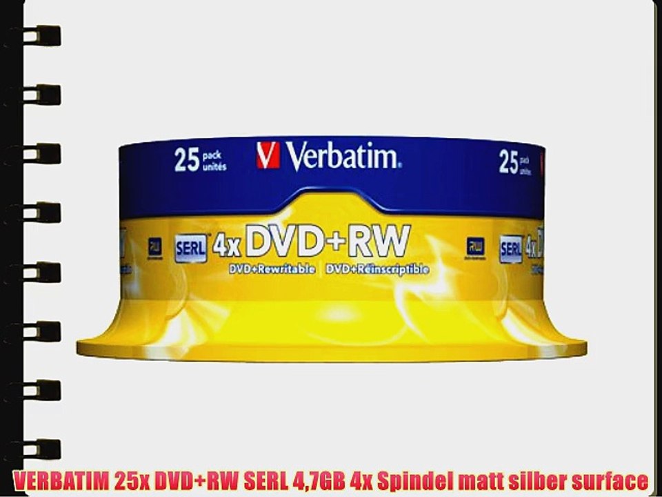 VERBATIM 25x DVD RW SERL 47GB 4x Spindel matt silber surface