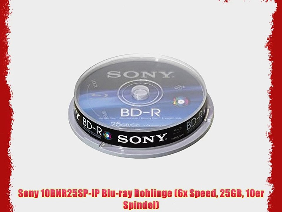 Sony 10BNR25SP-IP Blu-ray Rohlinge (6x Speed 25GB 10er Spindel)