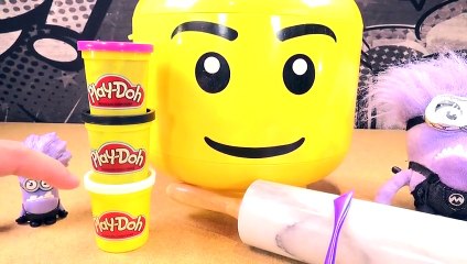 GIANT LegoHead PURPLE MINION Play-Doh Makeover! Surprise Blind Box By HobbyKidsTV