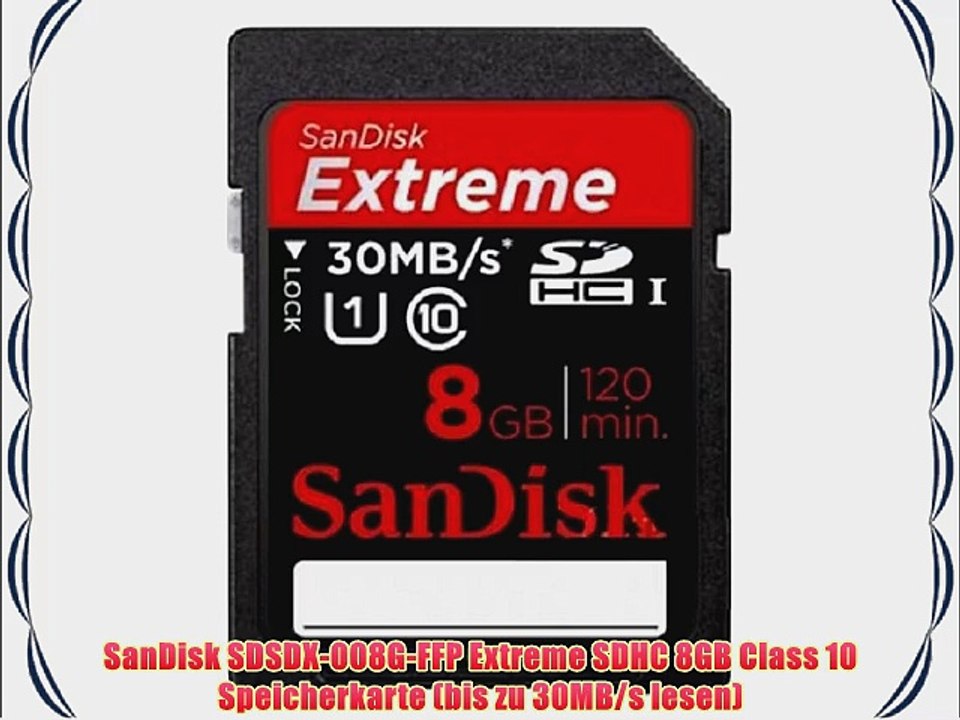 SanDisk SDSDX-008G-FFP Extreme SDHC 8GB Class 10 Speicherkarte (bis zu 30MB/s lesen)