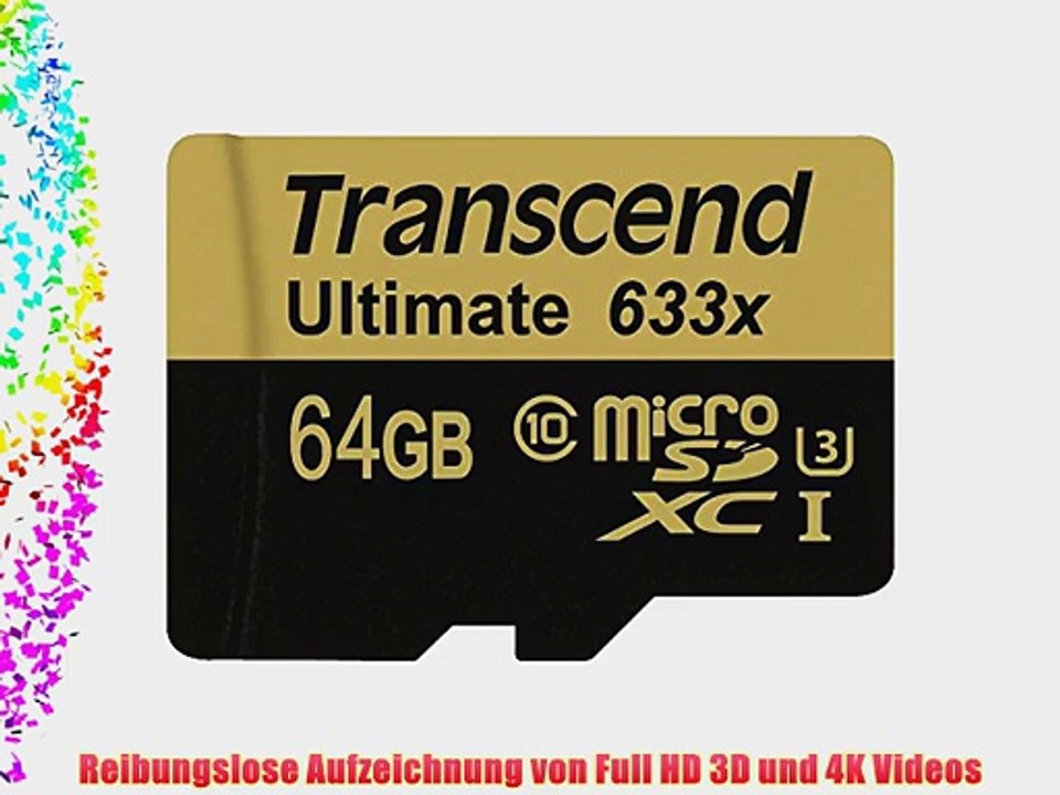Transcend Ultimate microSDXC UHS-I U3 64GB Speicherkarte MLC mit SD-Adapter (95Mbps Lesen 85Mbps