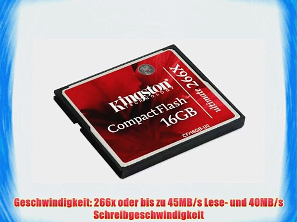 Kingston CF/16GB-U2 CompactFlash-Karte Ultimate 266x - 16 GB