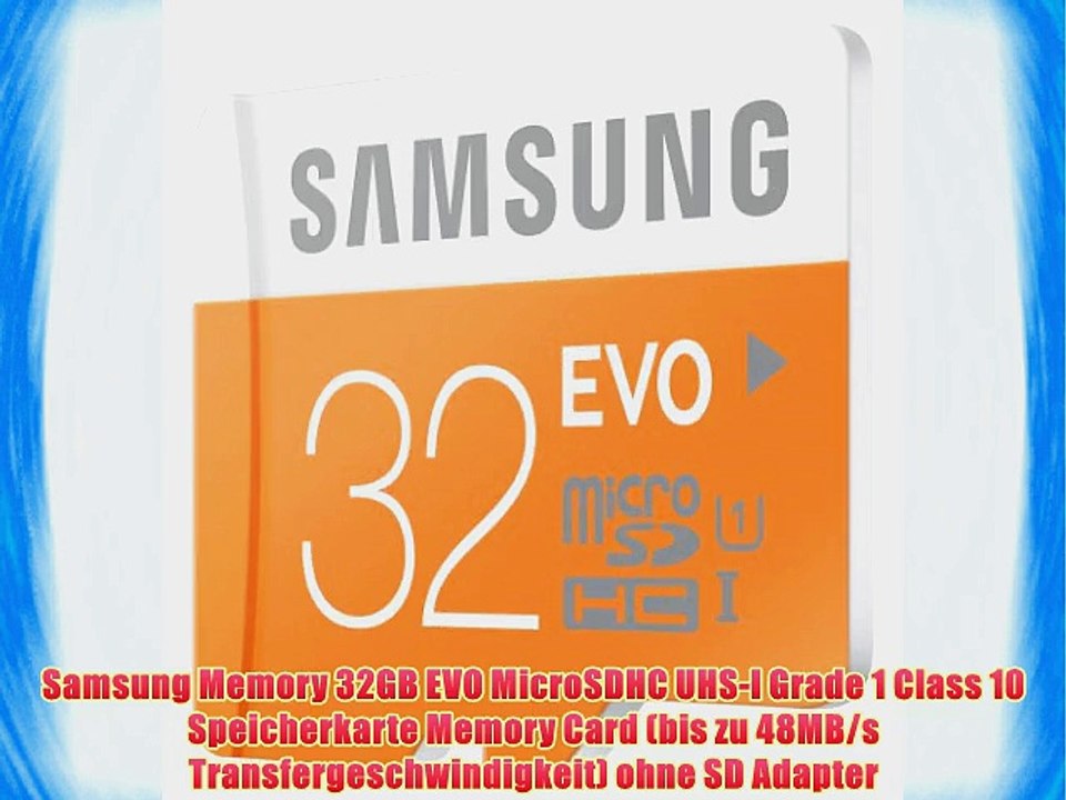 Samsung Memory 32GB EVO MicroSDHC UHS-I Grade 1 Class 10 Speicherkarte Memory Card (bis zu