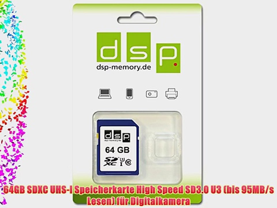 64GB SDXC UHS-I Speicherkarte High Speed SD3.0 U3 (bis 95MB/s Lesen) f?r Digitalkamera