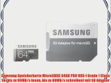 Samsung Speicherkarte MicroSDXC 64GB PRO UHS-I Grade 1 Class 10 (bis zu 90MB/s lesen bis zu