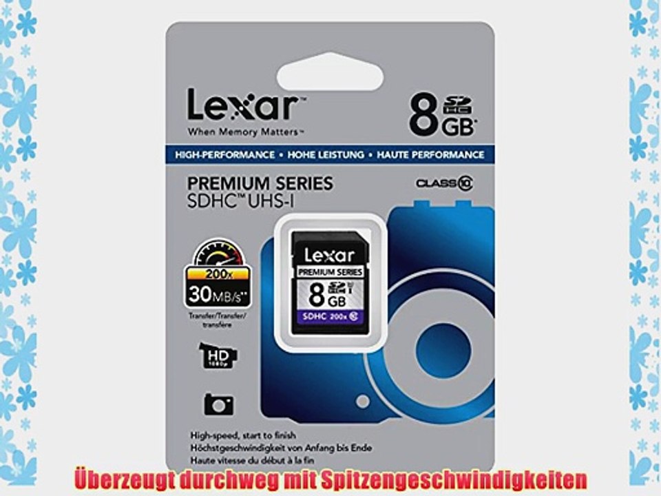 Lexar LSD8GBBBEU200C10 Premium Class 10 SDHC 8GB Speicherkarte (200x 30Mbps)