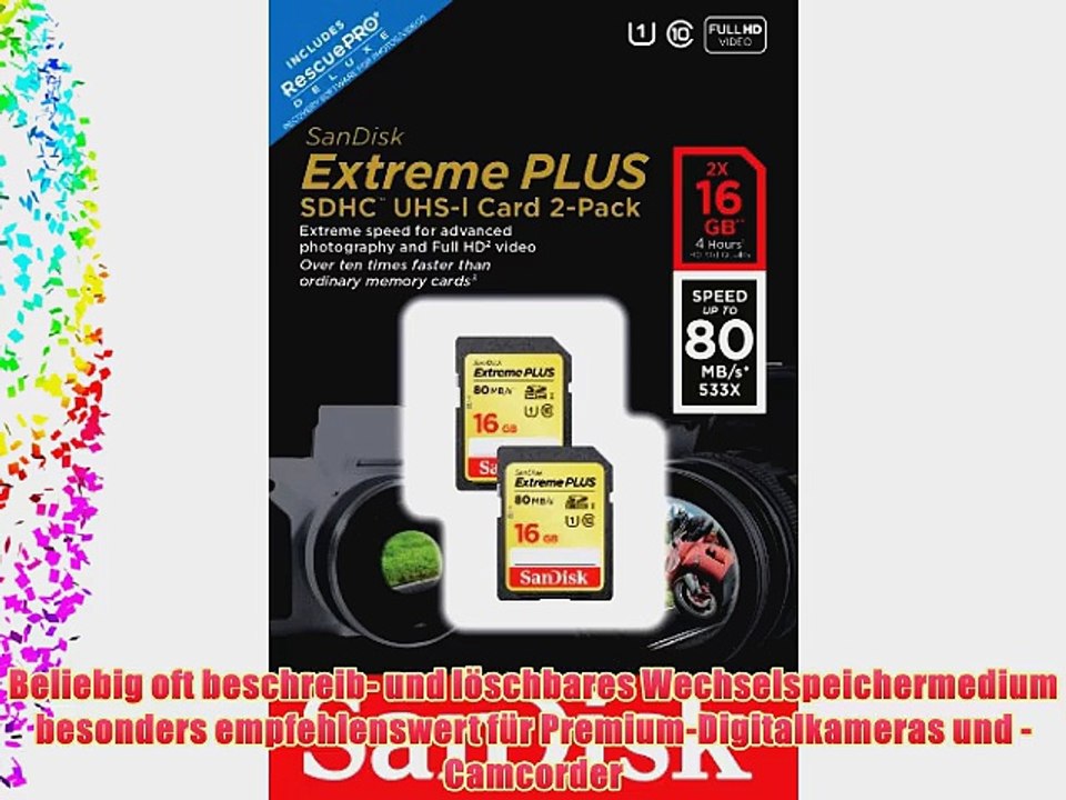 SanDisk SDSDXS2-016G-X46 SDHC Extreme Plus 16GB Class 10 Speicherkarte (UHS-I bis zu 80MB/s