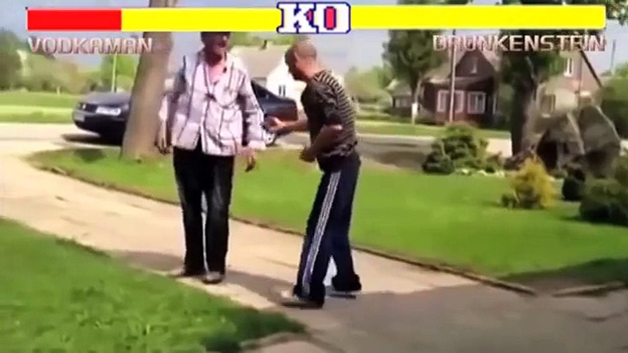 Russian drunk Guys fighting in real live Street Fighter Parody!
