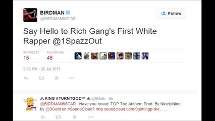 BIRDMAN WELCOMES FIRST WHITE RAPPER @1SpazzOut INTO RICH GANG!