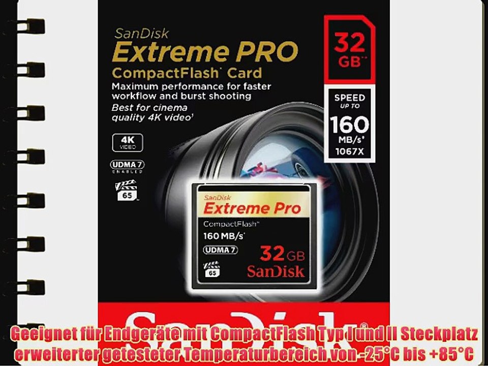 SanDisk SDCFXPS-032G-X46 Extreme Pro CompactFlash 32GB Speicherkarte (bis zu 160MB/s lesen)