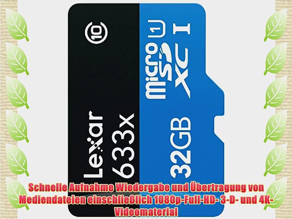 Lexar LSDMI32GBBEU633R Class 10 micro-SDHC 32GB Speicherkarte mit USB 3.0 Reader (UHS-I 633x)