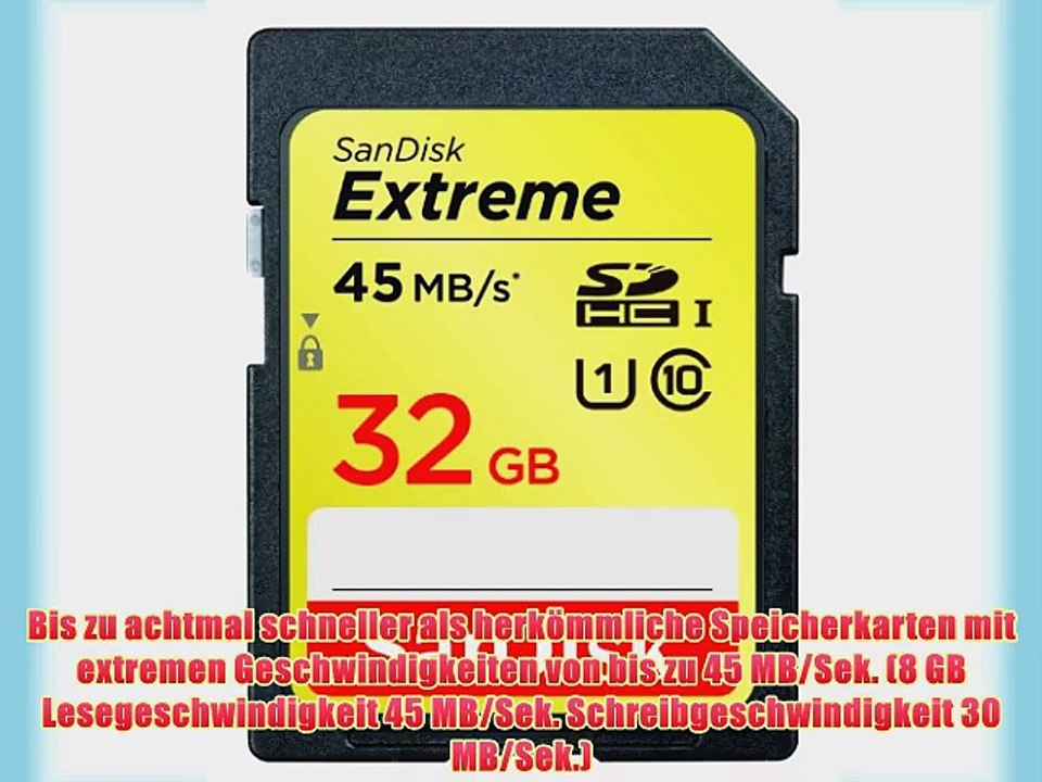 SanDisk SDSDX-032G-X46 Extreme SDHC 32GB UHS-I Class 10 Speicherkarte (bis zu 45MB/s lesen)
