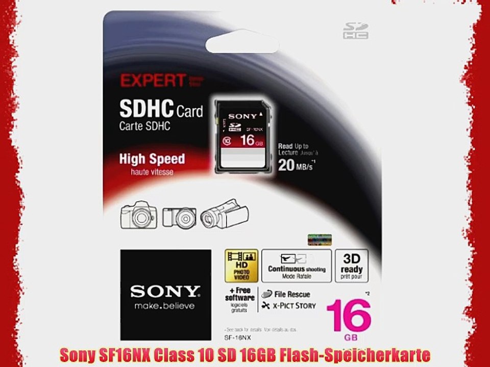 Sony SF16NX Class 10 SD 16GB Flash-Speicherkarte