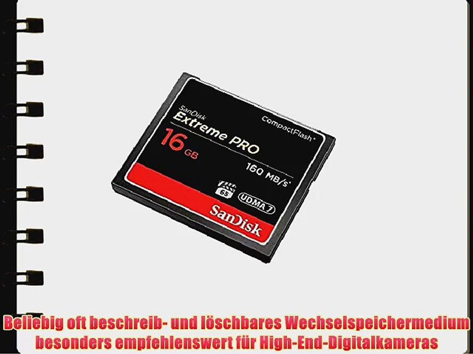 SanDisk SDCFXPS-016G-X46 Extreme Pro CompactFlash 16GB Speicherkarte (bis zu 160MB/s lesen)