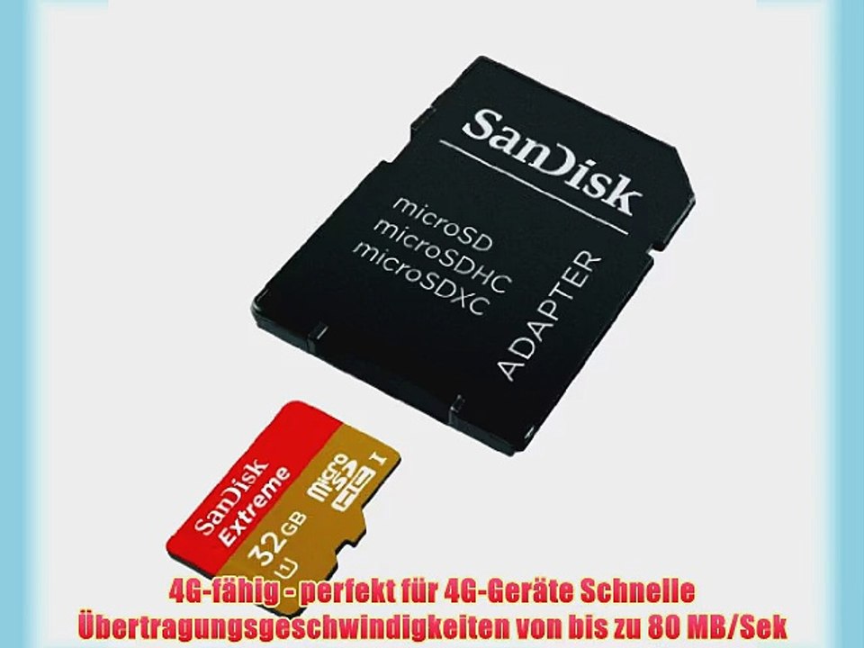 SanDisk SDSDQXL-032G-G46A Mobile Extreme microSDHC 32GB UHS-I Class 10 Speicherkarte   SD-Adapter