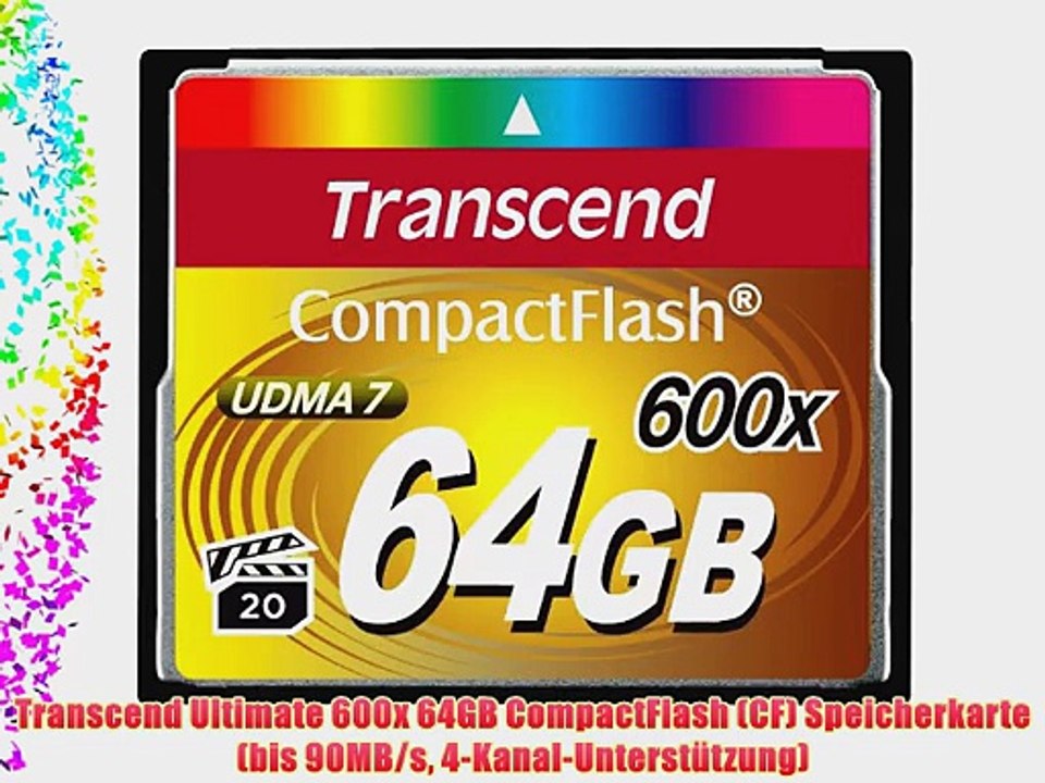 Transcend Ultimate 600x 64GB CompactFlash (CF) Speicherkarte (bis 90MB/s 4-Kanal-Unterst?tzung)