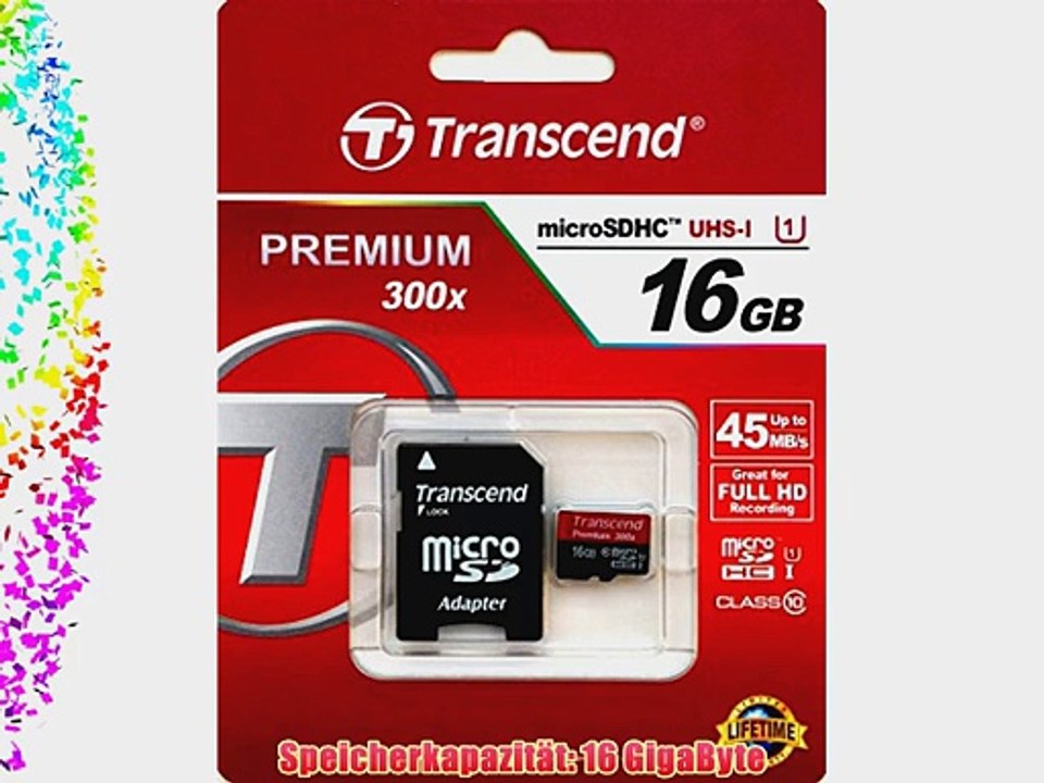 Transcend 16GB microSDHC UHS-I 45MB/s Speicherkarte f?r Huawei Ascend Y330   SD Adapter