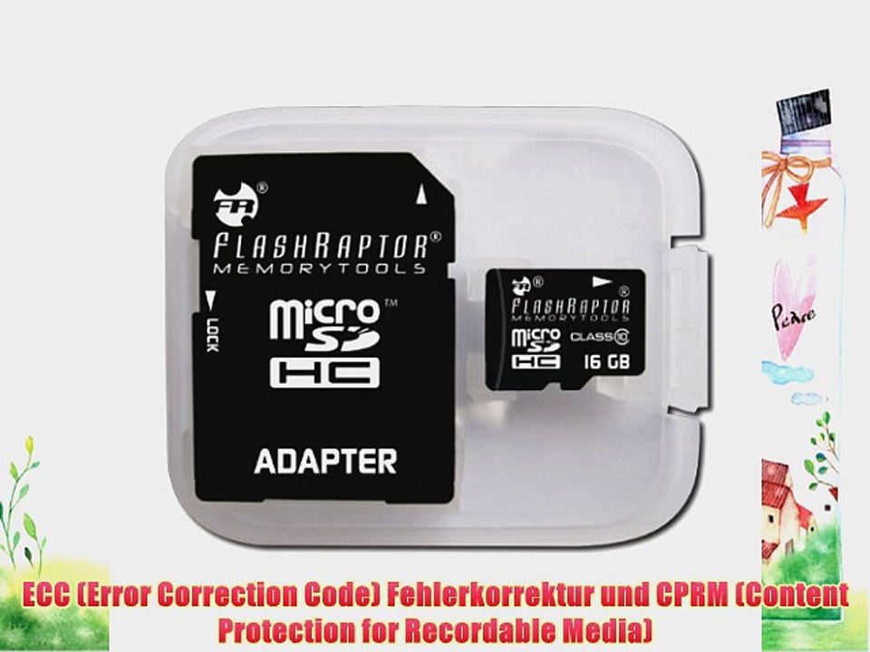 Flashraptor MicroSDHC 16 GB class 10 mit SD-Adapter Flash-Speicherkarte 16GB class 10