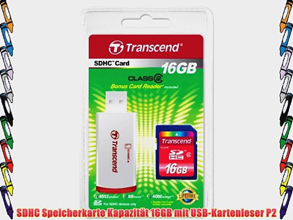 Transcend SDHC 16GB Speicherkarte mit USB Kartenleser