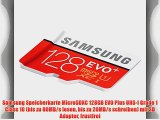 Samsung Speicherkarte MicroSDXC 128GB EVO Plus UHS-I Grade 1 Class 10 (bis zu 80MB/s lesen