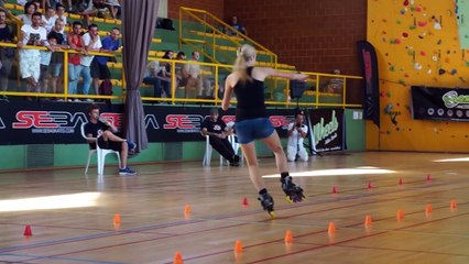 A Polish girl wins the world championship slalom inline skates