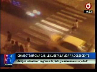 Chimbote: Le tiraron su gorra a la pista y un auto lo arrolló, el resultado es para no creerlo...