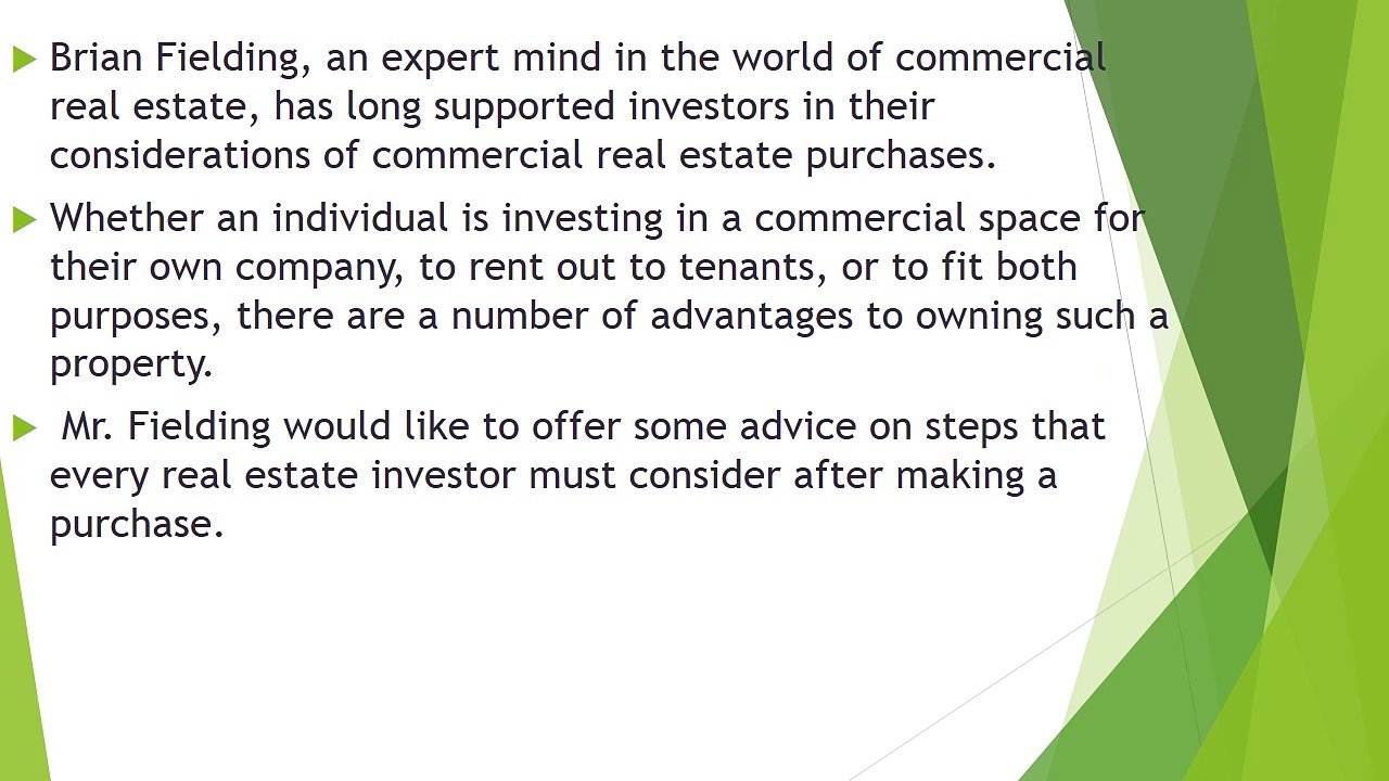 Brian Fielding Offers Property Management Tips for Commercial Real Estate Investors