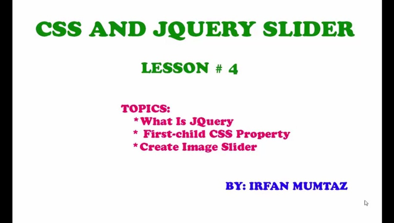 Learn CSS in URDU/HINDI lesson # 4 jQuery slider