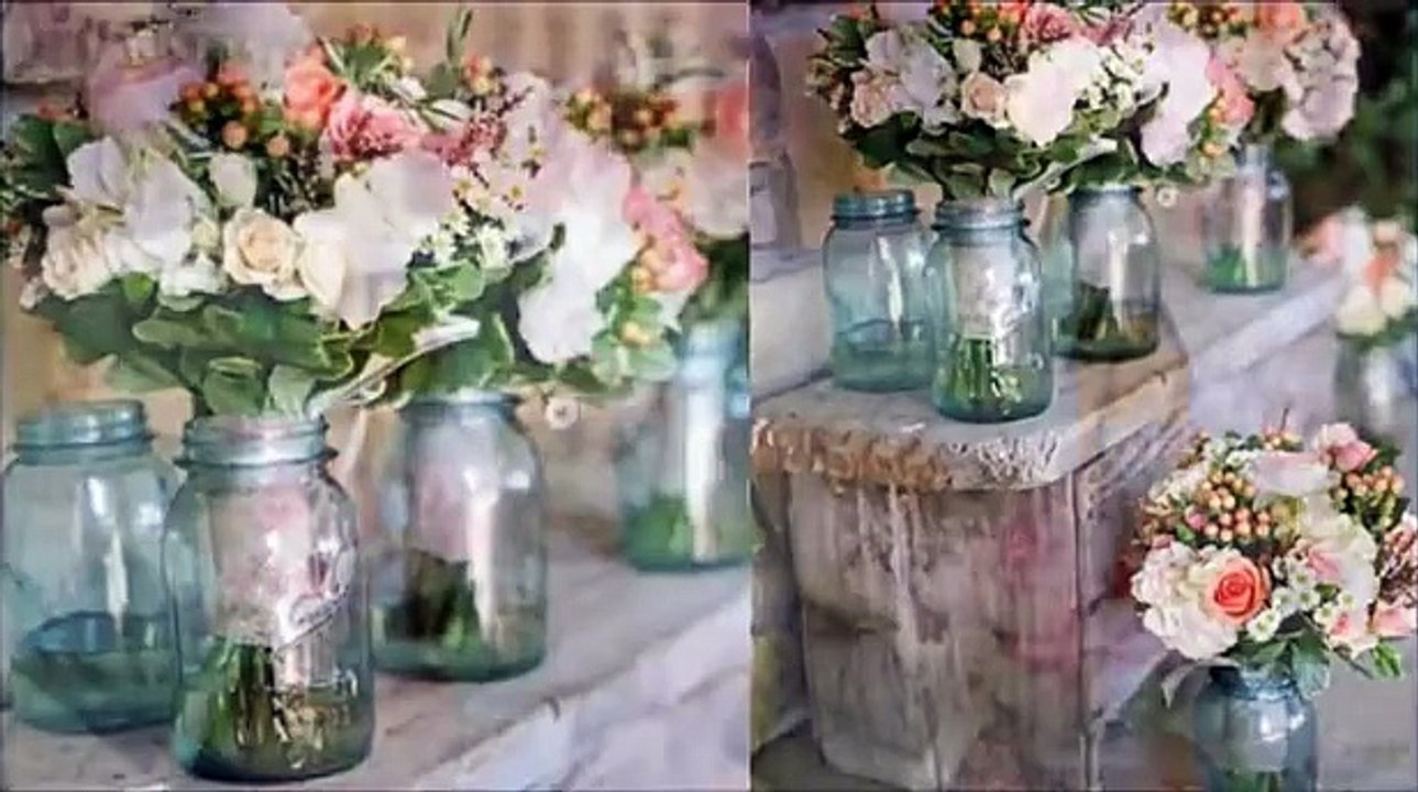 Centros de Mesa para Boda con Frascos de Vidrio