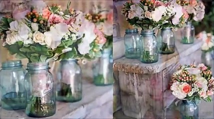 Centros de Mesa para Boda con Frascos de Vidrio