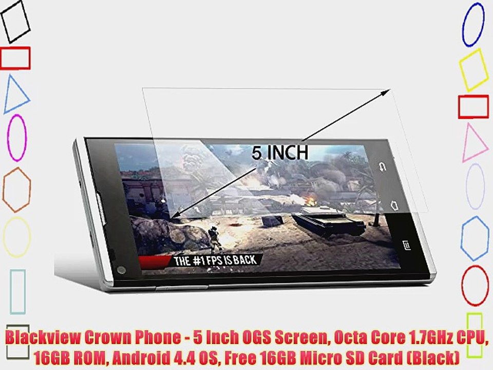 Blackview Crown Phone - 5 Inch OGS Screen Octa Core 1.7GHz CPU 16GB ROM Android 4.4 OS Free