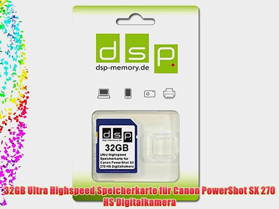 32GB Ultra Highspeed Speicherkarte f?r Canon PowerShot SX 270 HS Digitalkamera