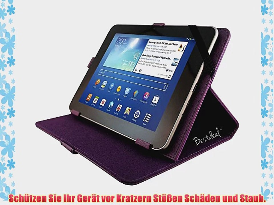 Lila PU Lederner Tasche Case H?lle f?r Intenso TAB734 / TAB744 / INTAB 7 Zoll Tablet PC   Displayschutzfolie