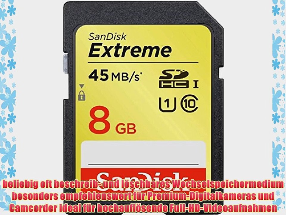 SanDisk SDSDX-008G-FFP Extreme 8GB Class 10 Speicherkarte (UHS-I bis zu 45MB/s lesen) [Amazon