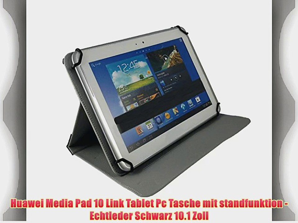 Huawei Media Pad 10 Link Tablet Pc Tasche mit standfunktion - Echtleder Schwarz 10.1 Zoll