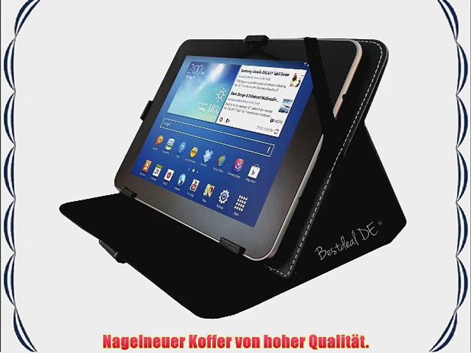 Schwarz PU Lederner Tasche Case H?lle f?r I-ONIK TP7-1000DC 7 7 Zoll Inch Tablet-PC   Bildschirmschutzfolie