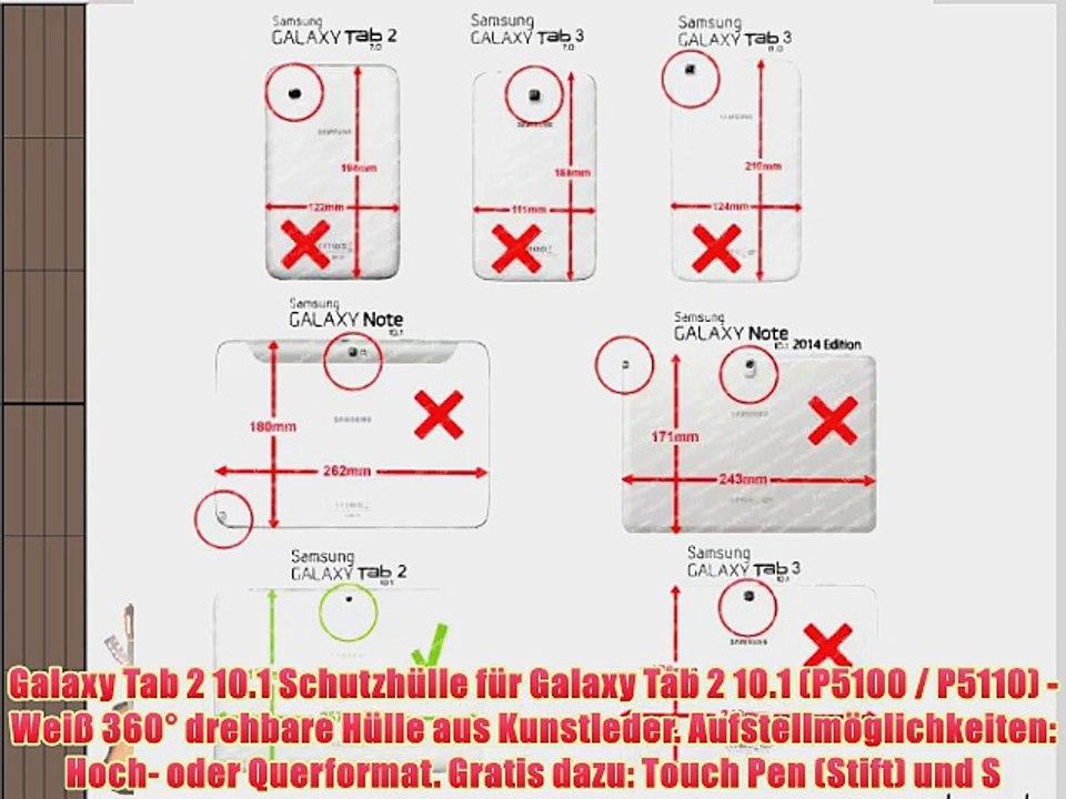 Galaxy Tab 2 10.1 Schutzh?lle f?r Galaxy Tab 2 10.1 (P5100 / P5110) - Wei? 360? drehbare H?lle