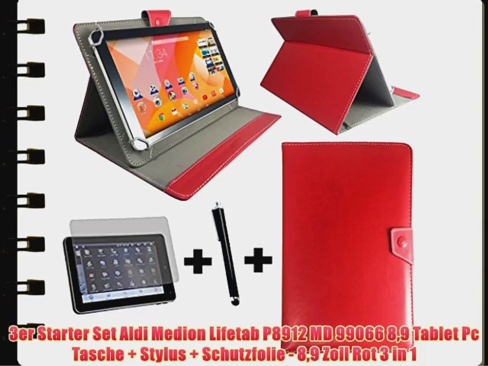 3er Starter Set Aldi Medion Lifetab P8912 MD 99066 89 Tablet Pc Tasche   Stylus   Schutzfolie
