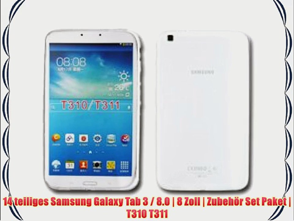 14 teiliges Samsung Galaxy Tab 3 / 8.0 | 8 Zoll | Zubeh?r Set Paket | T310 T311