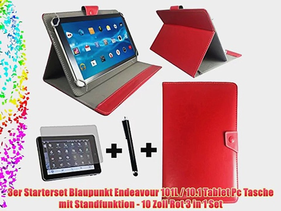 3er Starterset Blaupunkt Endeavour 101L / 10.1 Tablet Pc Tasche mit Standfunktion - 10 Zoll