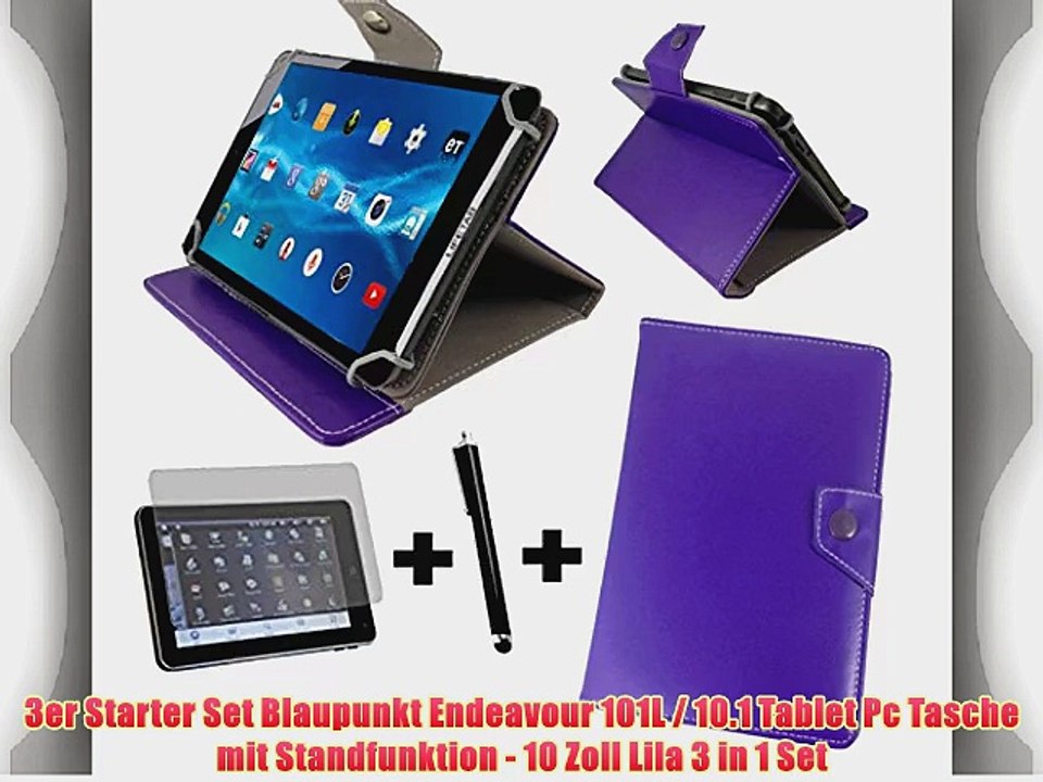 3er Starter Set Blaupunkt Endeavour 101L / 10.1 Tablet Pc Tasche mit Standfunktion - 10 Zoll