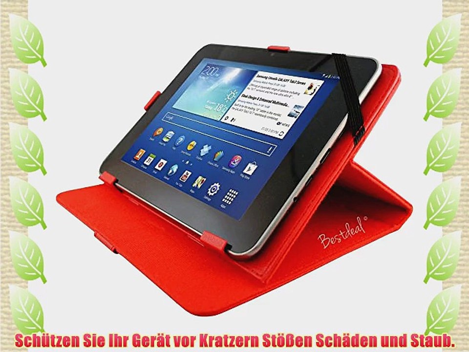 Rot PU Lederner Tasche Case H?lle f?r Intenso TAB734 / TAB744 / INTAB 7 Zoll Tablet PC   Displayschutzfolie