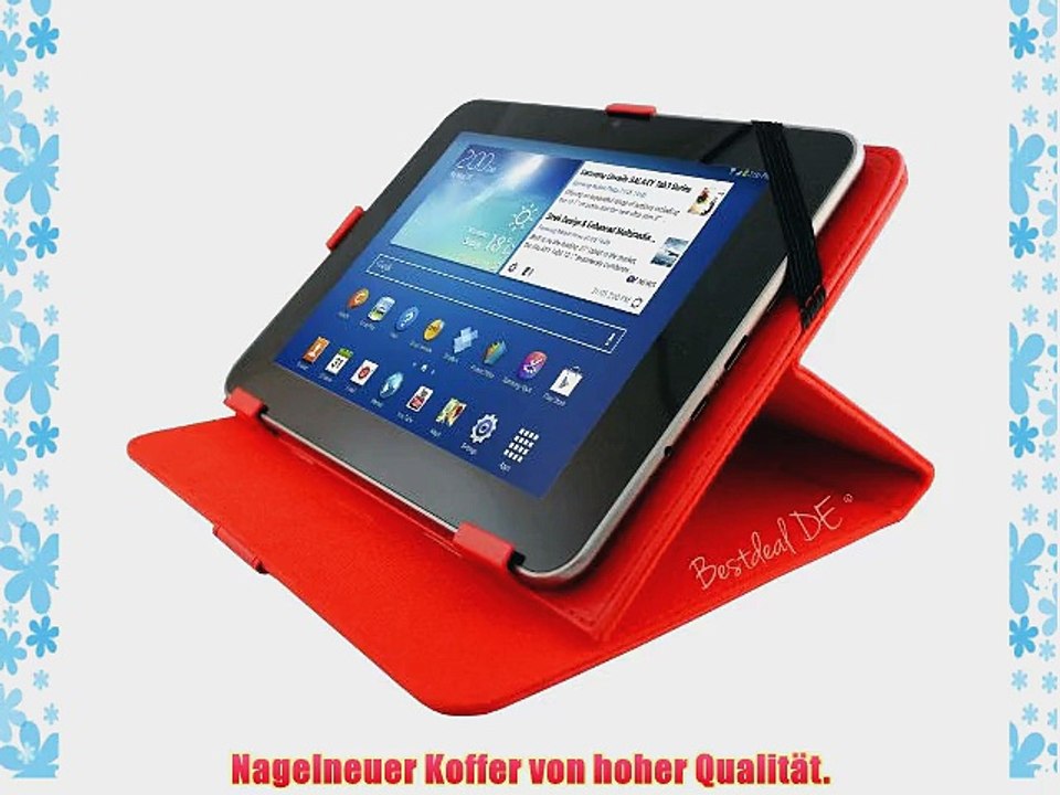 Rot PU Lederner Tasche Case H?lle f?r TrekStor SurfTab ventos 10.1 Zoll Inch Tablet-PC   Stylus