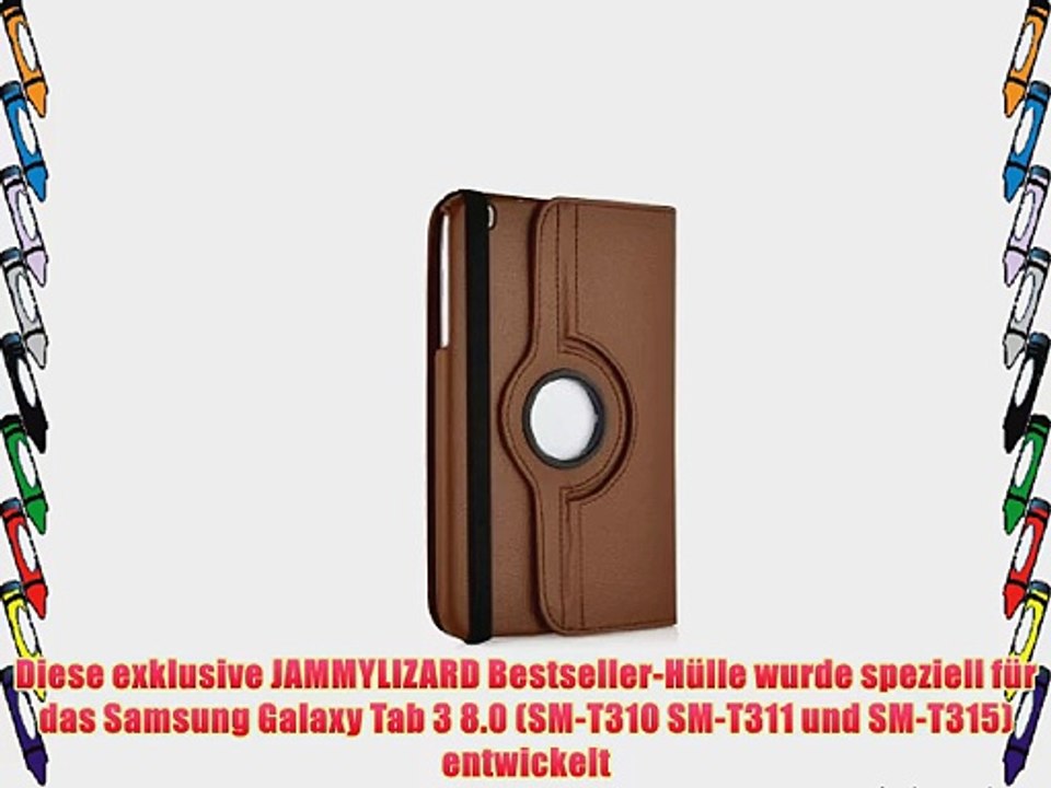 JAMMYLIZARD | BRAUN 360 Grad rotierende Lederh?lle Smart Case f?r das Samsung Galaxy Tab 3