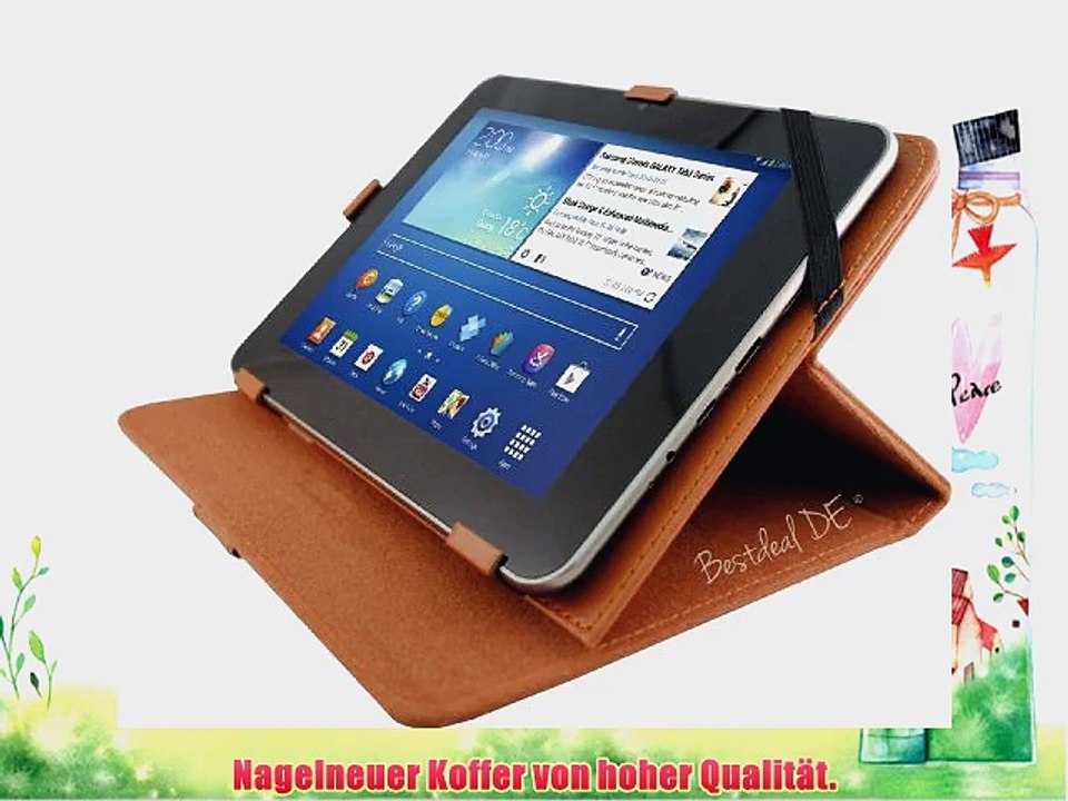 Braun PU Lederner Tasche Case H?lle f?r Fujitsu Stylistic M532 10.1 Zoll Inch Tablet-PC   Stylus