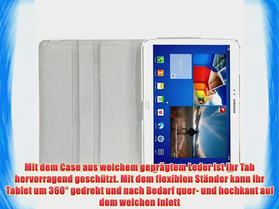 3in1 Set: 360? Premium LEDERTASCHE f?r Samsung Galaxy Tab 3 10.1 P5200 / P5210 / P5220 en Wei?