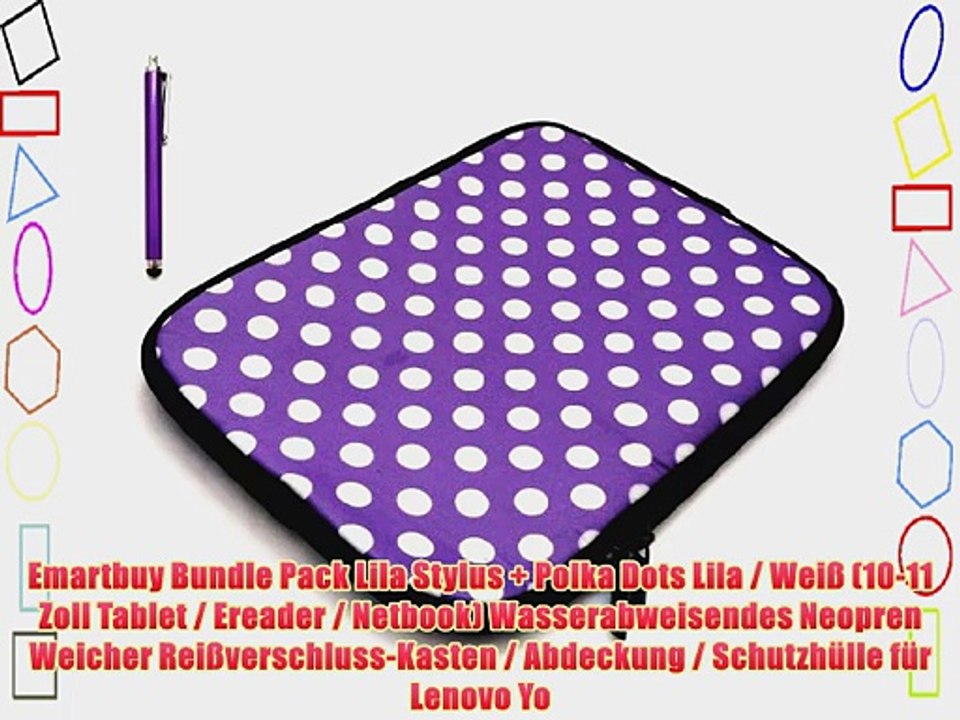 Emartbuy Bundle Pack Lila Stylus   Polka Dots Lila / Wei? (10-11 Zoll Tablet / Ereader / Netbook)
