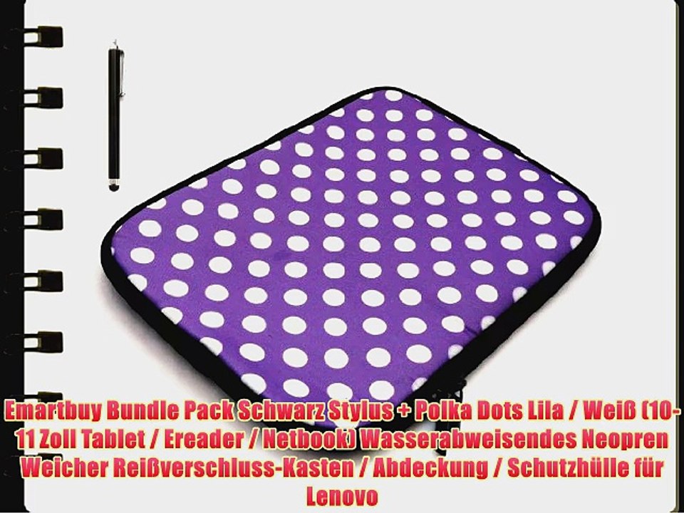 Emartbuy Bundle Pack Schwarz Stylus   Polka Dots Lila / Wei? (10-11 Zoll Tablet / Ereader /