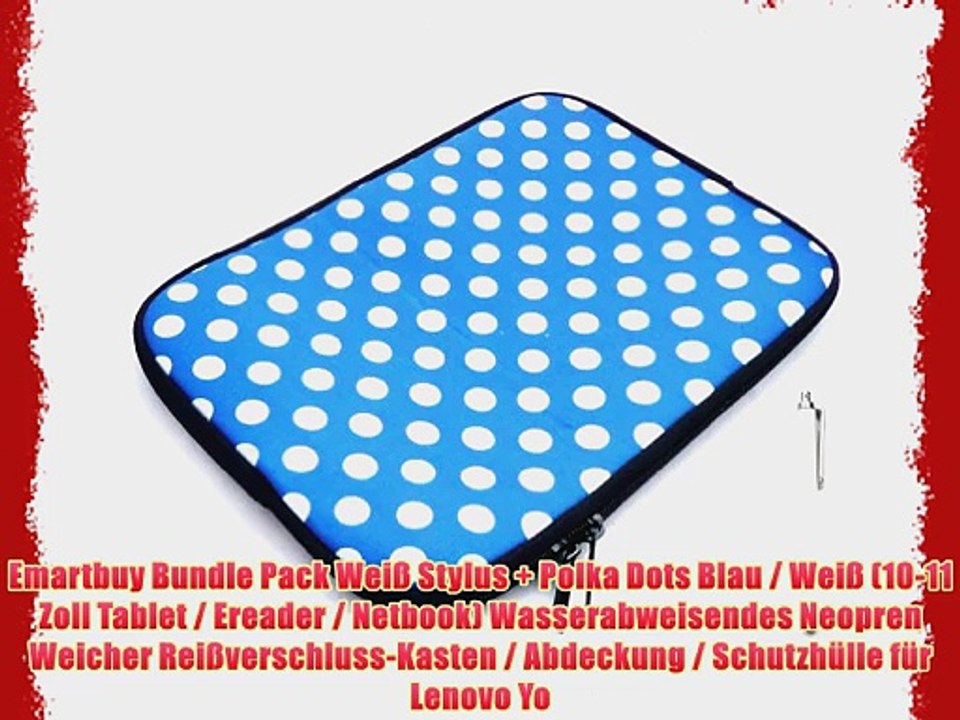 Emartbuy Bundle Pack Wei? Stylus   Polka Dots Blau / Wei? (10-11 Zoll Tablet / Ereader / Netbook)
